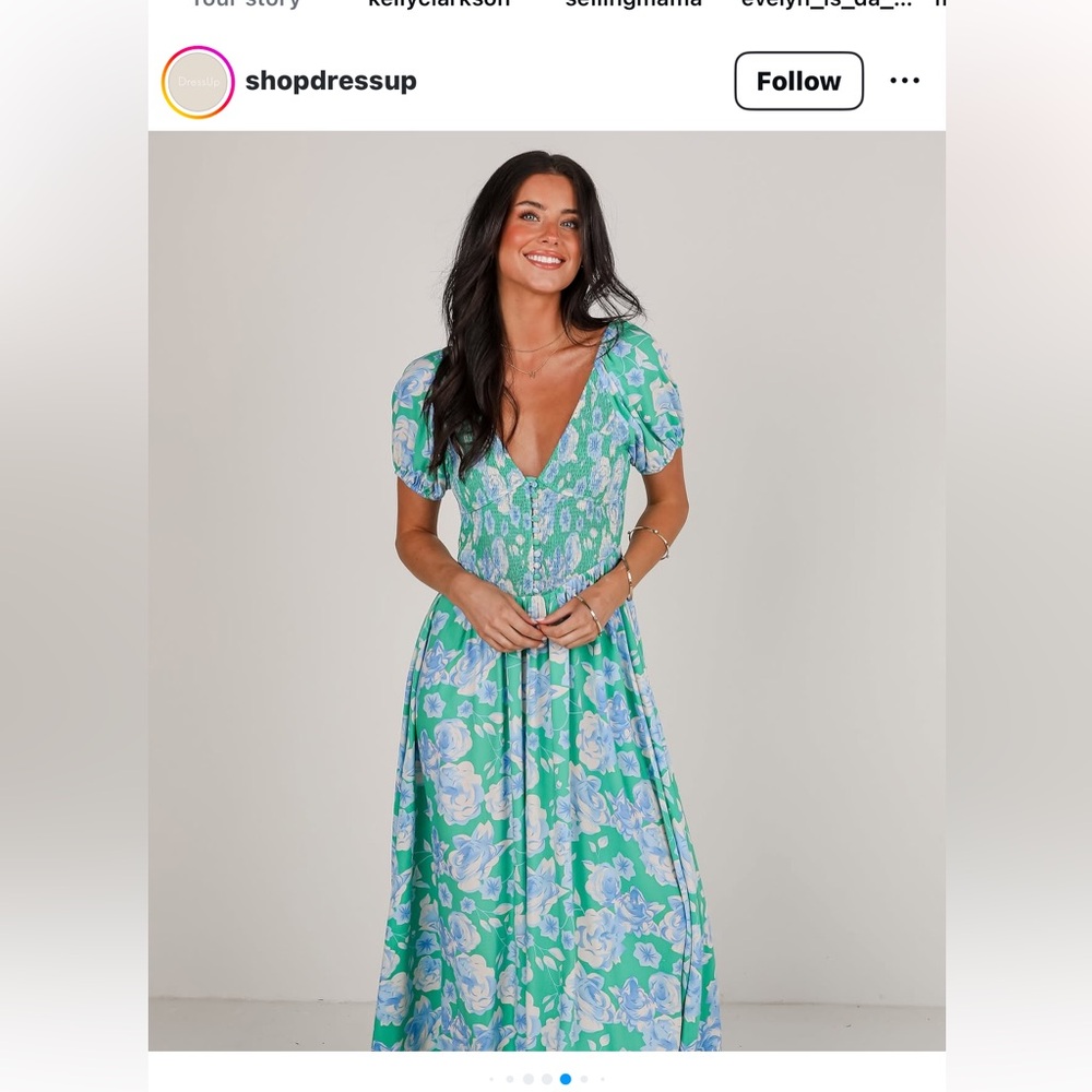 Millibon Blue Floral Midi Dress
